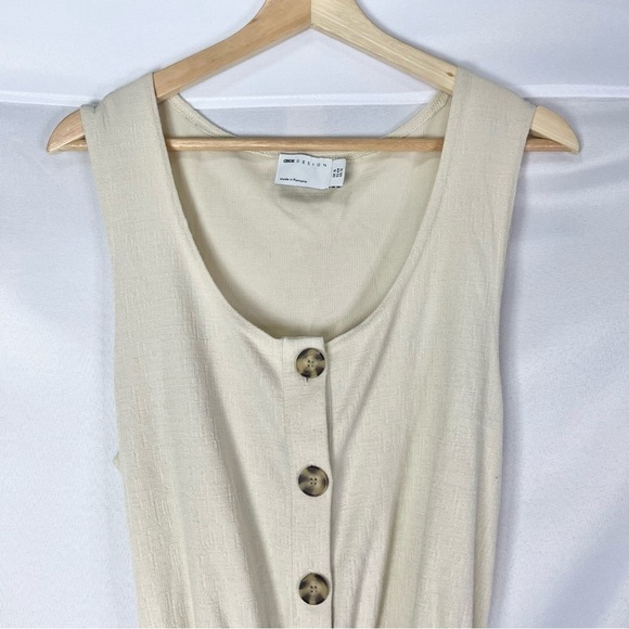 ASOS Design Oatmeal Beige Button Through Cuffed Jumpsuit 12 - Picture 3 of 5